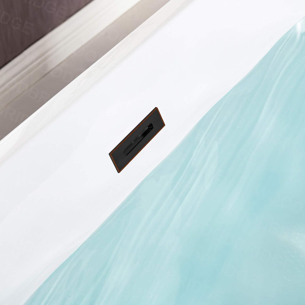 WOODBRIDGE 59' Freestanding White Acylic Soaking Bathtub with ORB Drain and Overflow,BTS1509-ORB-Drain&O
