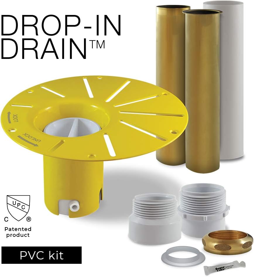 Freestanding Bathtub Drain Kit – Rough-in Installation System, White PVC & Brass Plumbing Pipes, Fits 1-1/2' Threaded Male & Female Drains, Leak-Proof DIY Install