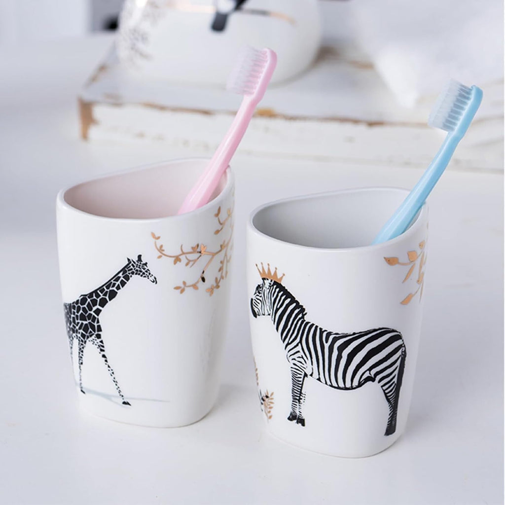 Bathroom Accessories Set Soap Dispenser Set White Bathroom Accessory Sets with Toothbrush Cup Dish Holder for Apartment Dormitory Victorian Decor(Animal)