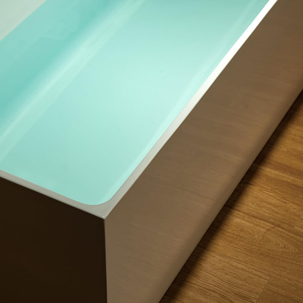 WOODBRIDGE 66-7/8' L x 31-1/2' W Freestanding Contemporary Soaking Bathtub with Brushed Gold Drain & Overflow, White, B6710-BG