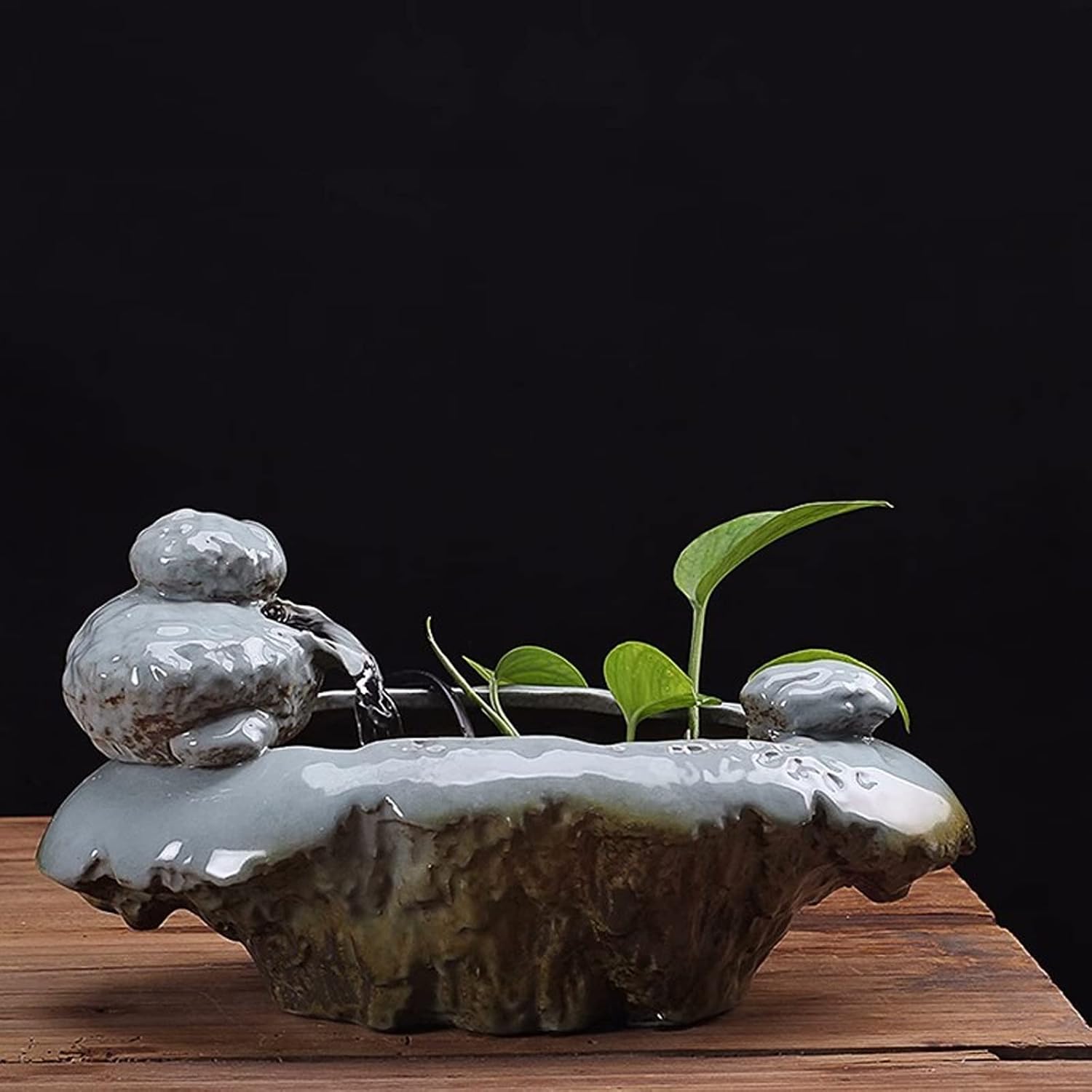 HIHELO Desktop Fountain Creative Ceramic Desktop Fountain Waterfall Indoor Tabletop Fountain Desk Office Garden Ceramic Fountain Water Fountain Outdoor