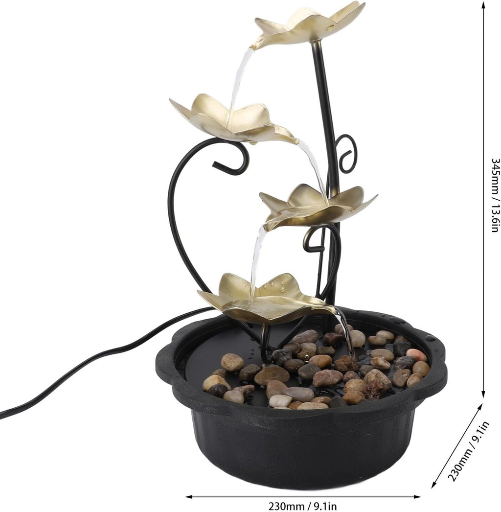 Tabletop Fountain with LED Lights Flowing Water Desktop Fountain for Home & Office, USB Powered Relaxation Decor with Adjustable Flow Silent Pump (9.1x9.1x13.6)