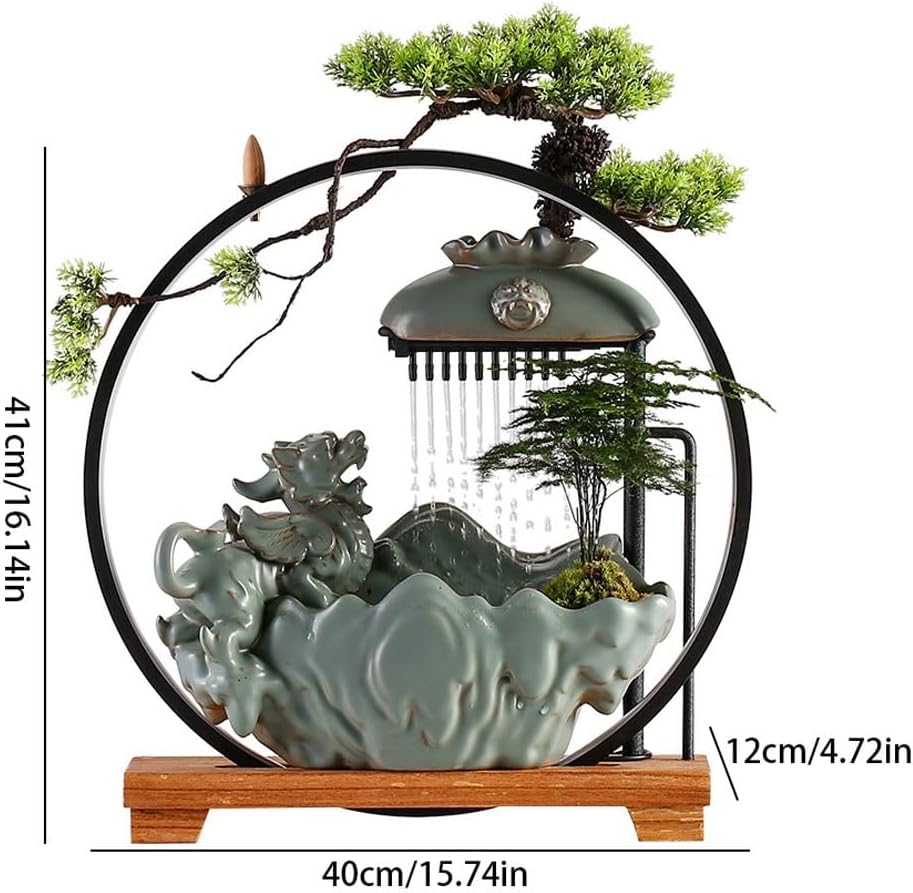 GUERNSEY Tabletop Fountain Desktop Water Ornaments Water Fountain Circulating Water Living Room Decoration Study Desk Decoration Indoor Fountain