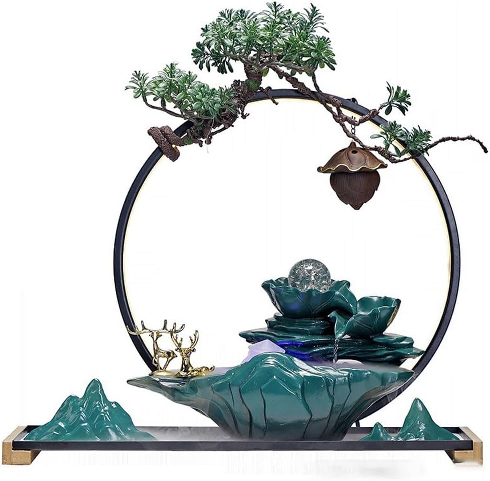 GUERNSEY Tabletop Fountain Flowing Water Ornaments Home Living Room Porch Desktop Fountain Landscape Study Desktop Fountain Decorations Indoor Fountain