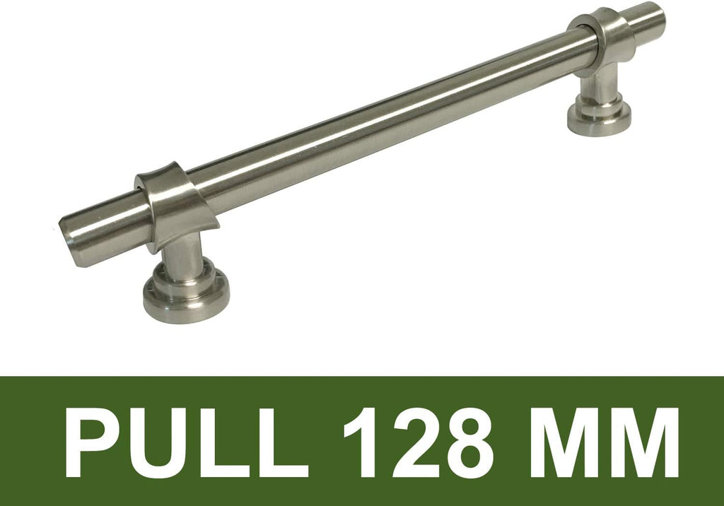 Satin Nickel Kitchen Cupboard Furniture Cabinet Hardware Drawer Dresser Bar Handles Pulls Knobs (25 Pack, Pull 128MM)