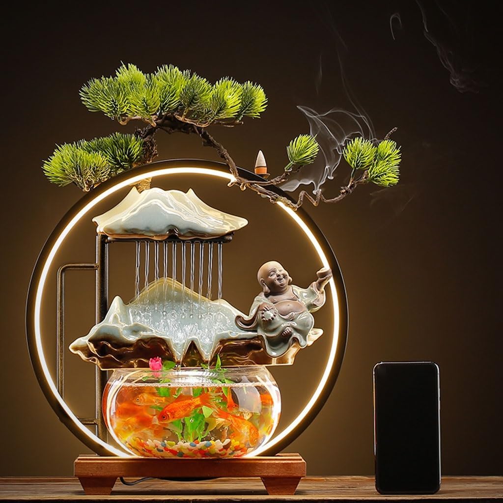 GUERNSEY Tabletop Fountain Creative Living Room Circulating Water Fountain Ornaments Indoor Water Ornaments Office Desktop Fish Tank Ornaments Indoor Fountain