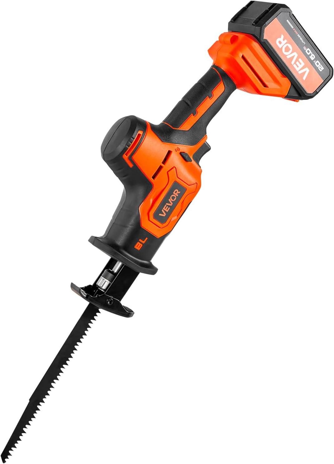 VEVOR Cordless Reciprocating Saw, 20V Brushless Reciprocating Saw with Battery, 3000 SPM Variable Speed, 1' Stroke Length Charger, 8 Blades, and Carrying Bag, for Wood, Metal and Plastic Cutting