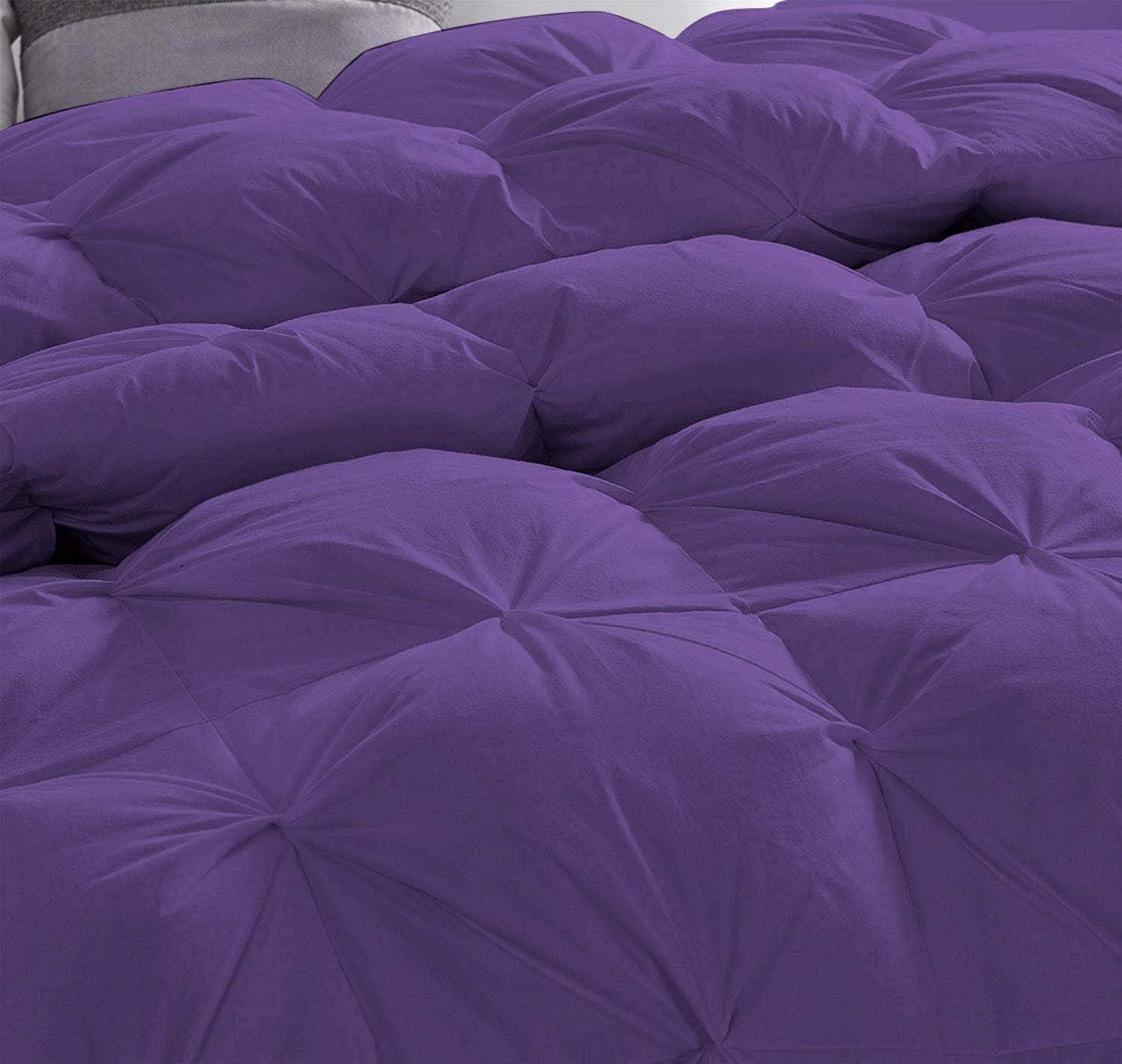 Pinch Pleated Egg Plant 5 Piece Soft 500 GSM California Queen Size Comforter Set (Comforter + 4 Pillowcases) 1000 Series Egyptian Cotton Comforter Set