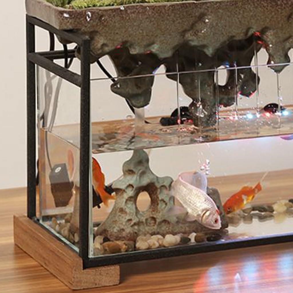 GUERNSEY Tabletop Fountain Flowing Water Ornaments Living Room TV Cabinet Desktop Glass Fish Tank Circulating Water Fountain Indoor Fountain