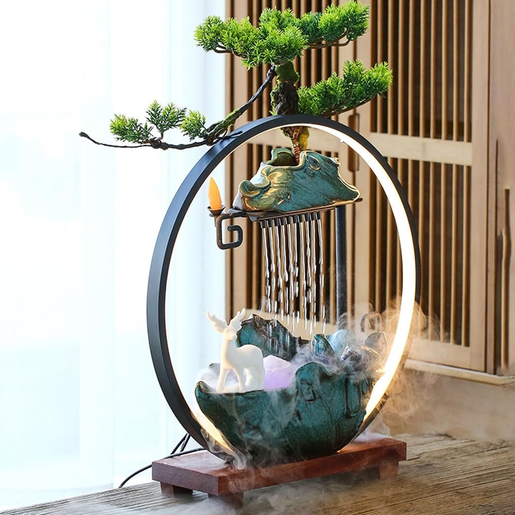 GUERNSEY Tabletop Fountain Creative Desktop Circulating Water Fountain Living Room Desk Water Ornaments Indoor Ceramic Decorations Indoor Fountain
