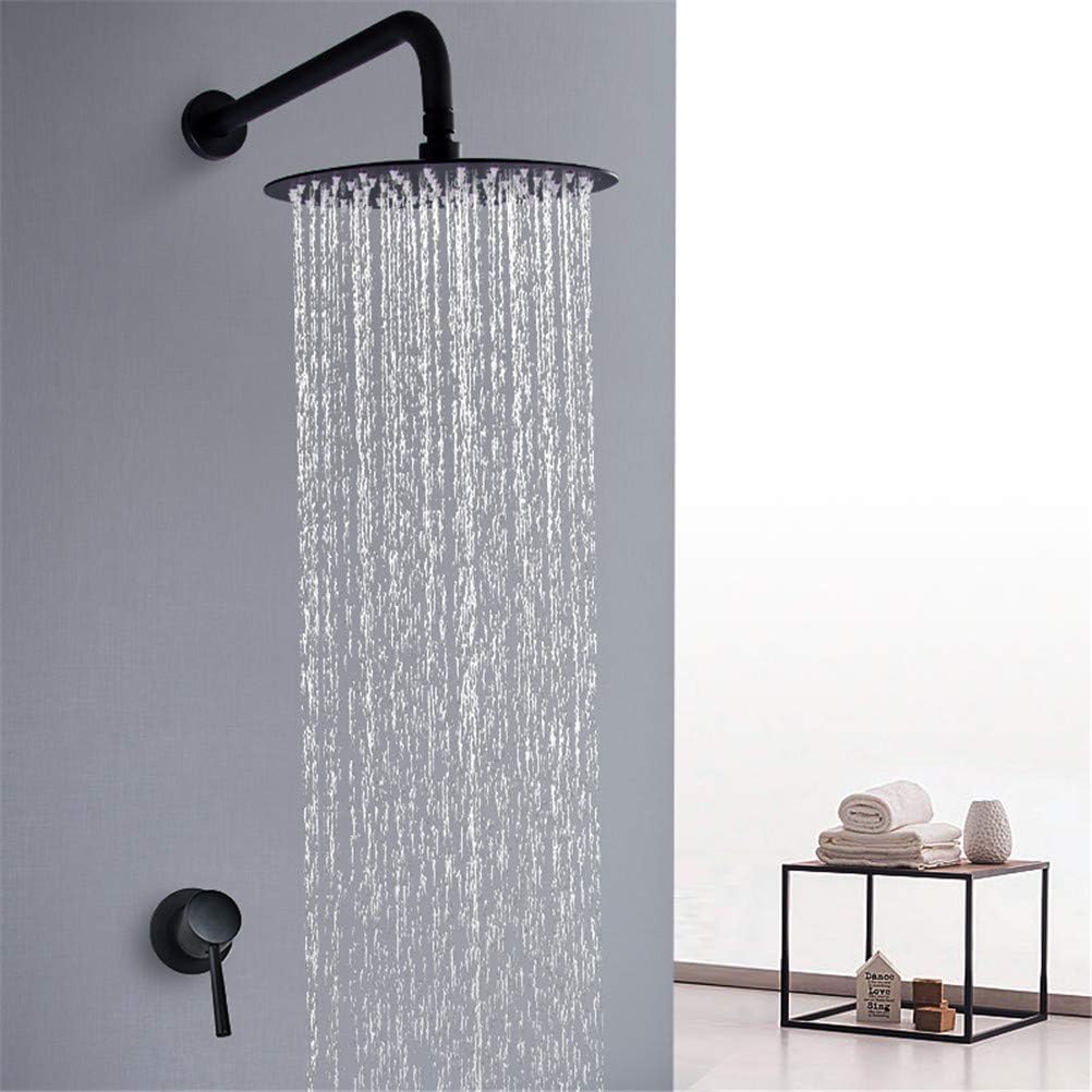 Bathroom Shower Faucet Luxury Gold/Black/Chrome Brass Bathroom Faucet Mixer Tap Wall Mounted Rain Shower Head Bathtub Spout Shower Faucet Set,Black