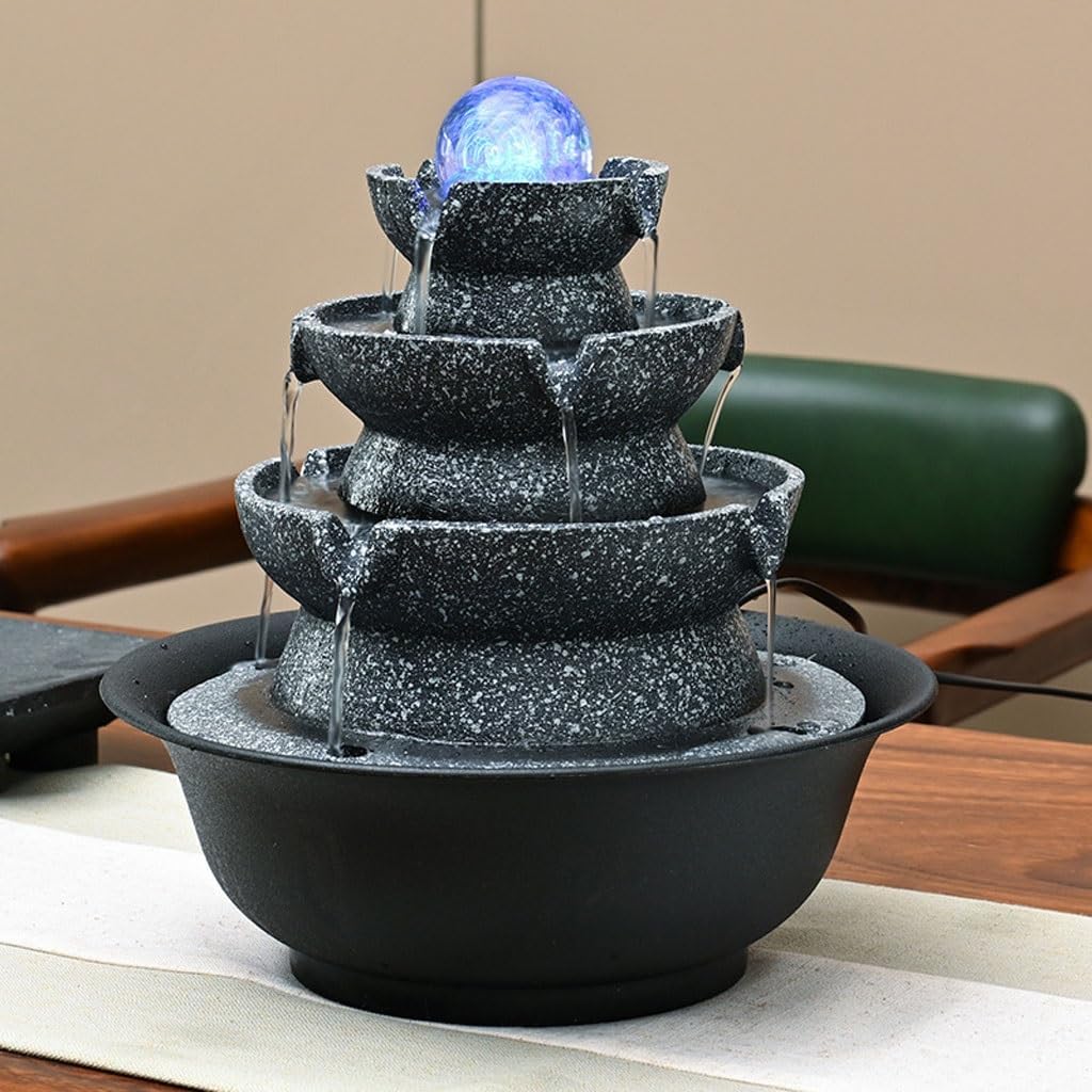 GUERNSEY Tabletop Fountain Desktop Circulating Water Fountain Office Living Room Decoration Decoration Comfortable Desktop Fountain Indoor Fountain
