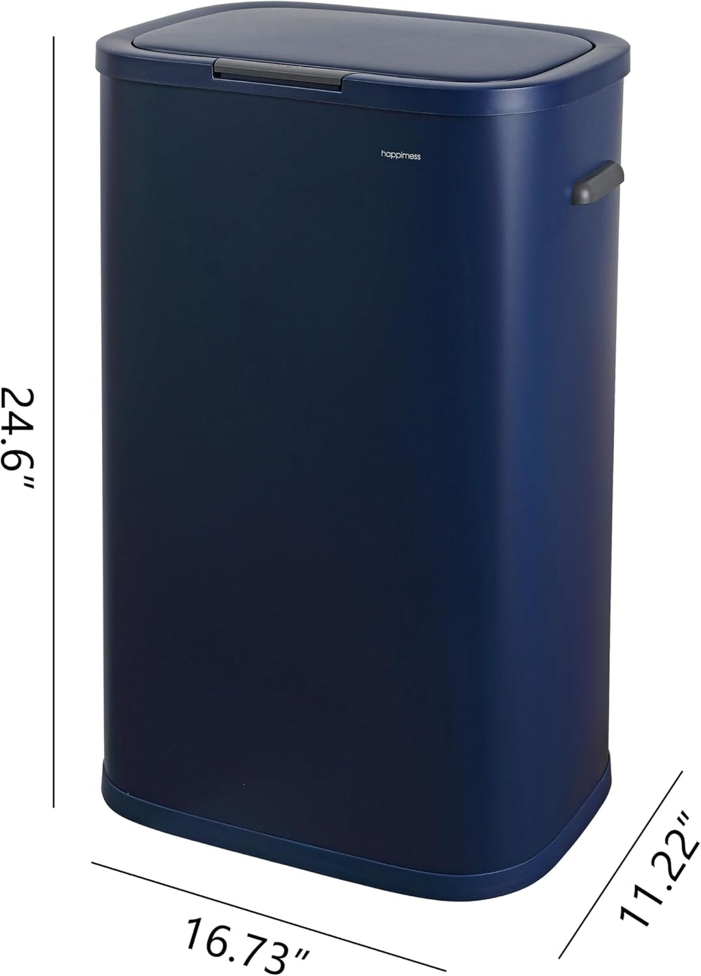 happimess HPM1017J Tammi Kitchen 14.5-Gallon Slim Metal Push Button Trash Can for Home, Kitchen, Laundry Room, Office, Bedroom, Bathroom, Denim Blue