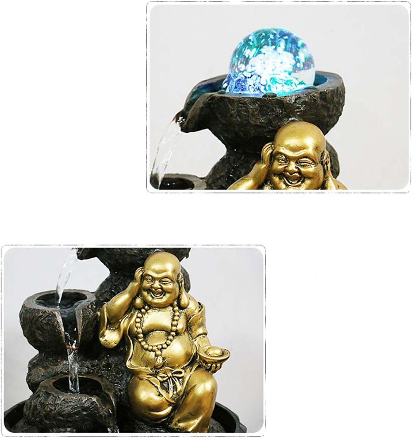 GLigeT Tabletop Fountain Desktop Decorations Home Living Room TV Cabinet Chinese Attracting Wealth Fountain Buddha Ornaments Water Fountain Decor