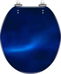 Round Toilet Seat Dark royal blue gradient mesh seamless bg overlay noisy texture Silk Resin Toilet Seat Slow Quiet Close Lid with Quick-Release Hinges Cover Bumpers Easy to Clean Install