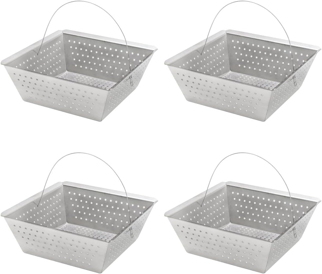Leyso Stainless Steel Floor Sink Drop-in Basket Strainer Sink Drain Cover 8-1/2' x 8-1/2' x 3-1/8' for Kitchen, Restaurant, Bar, Buffet (Drop-in SS x 4)