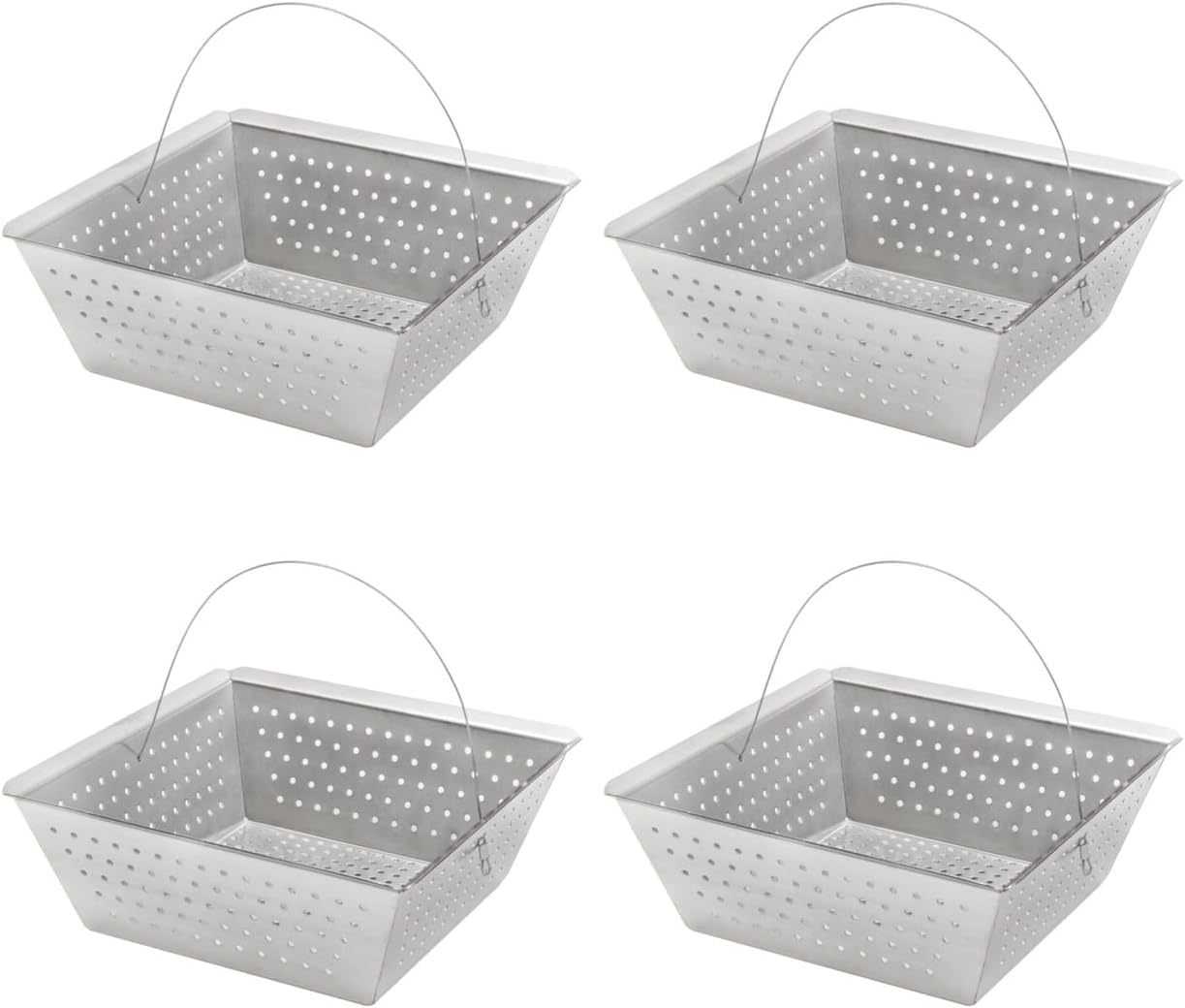 Leyso Stainless Steel Floor Sink Drop-in Basket Strainer Sink Drain Cover 8-1/2' x 8-1/2' x 3-1/8' for Kitchen, Restaurant, Bar, Buffet (Drop-in SS x 4)
