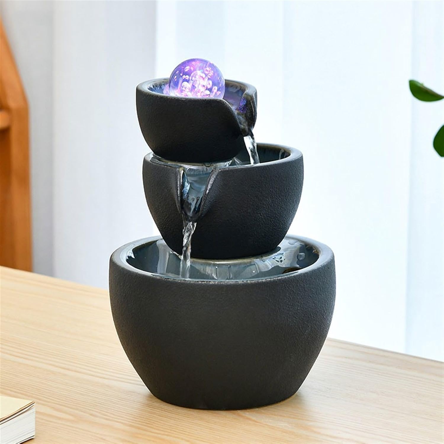 GLigeT Tabletop Fountain Coffee Table Small Ceramic Circulation Fountain Desktop Water Feature Living Room Feng Shui Ornaments Office Entrance Water Fountain Decor