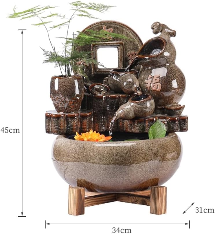 GRFIT Indoor Fountain Tabletop Relaxation Fountain with Water Wheel, Decoration for Office Desk and Living Room Table Fountain