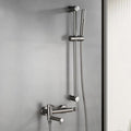 BiaoTeng Wall Mount Tub Faucet with Handheld Shower Hot and Cold Brass Single Handle Wall Mount Bath Tub Faucet Set Grey