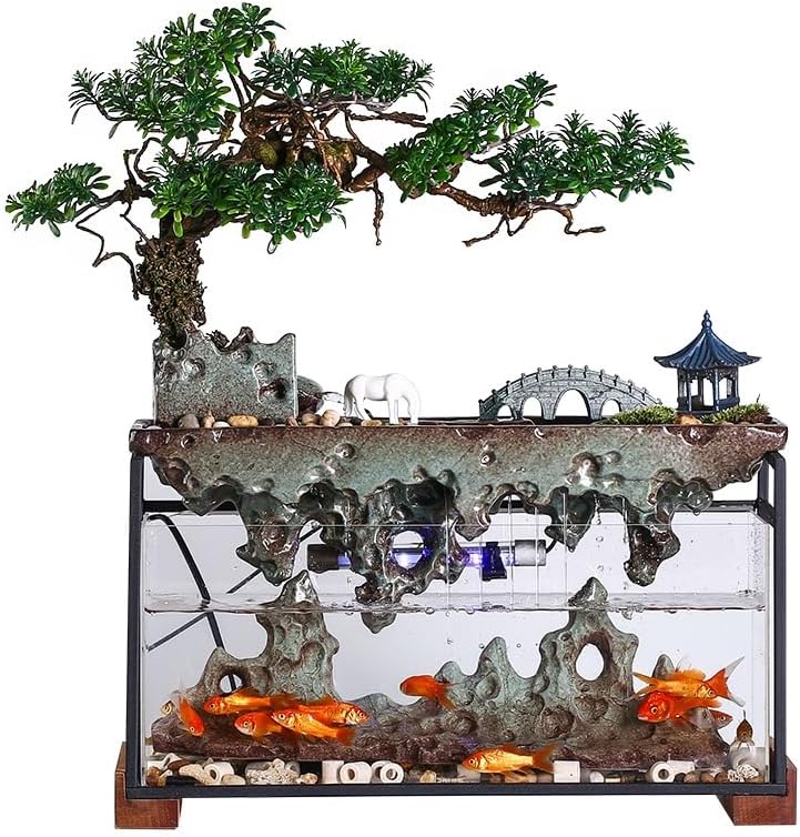 GUERNSEY Tabletop Fountain Tabletop Fountain Flowing Water Ornaments Rockery Fountain Circulating Water Creative Simple Home Office Desktop Fish Tank Indoor Fountain