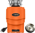 Garbage Disposal 1 HP Ultra Quiet Anti-Jam Grinding System Continuous Feed Food Waste Disposer with Power Cord Easy install, AC Motor Stainless Steel Grind 1 Horsepower (MAX-6)
