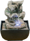 Tabletop Fountain Tabletop Fountain with LED Lights - 3-Step Rock Falls Indoor Waterfall Feature - Calming and Relaxing Water Sound Home Decor Desktop Fountains (Color : 1)