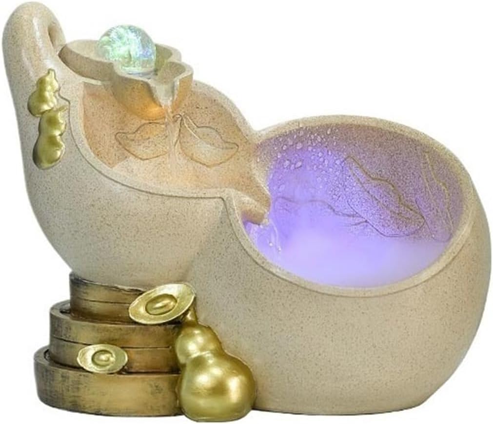 Tabletop Tabletop Fountain Resin Waterfall Fountains Water Feature Feng Shui Meditation Desktop Decor(Beige)