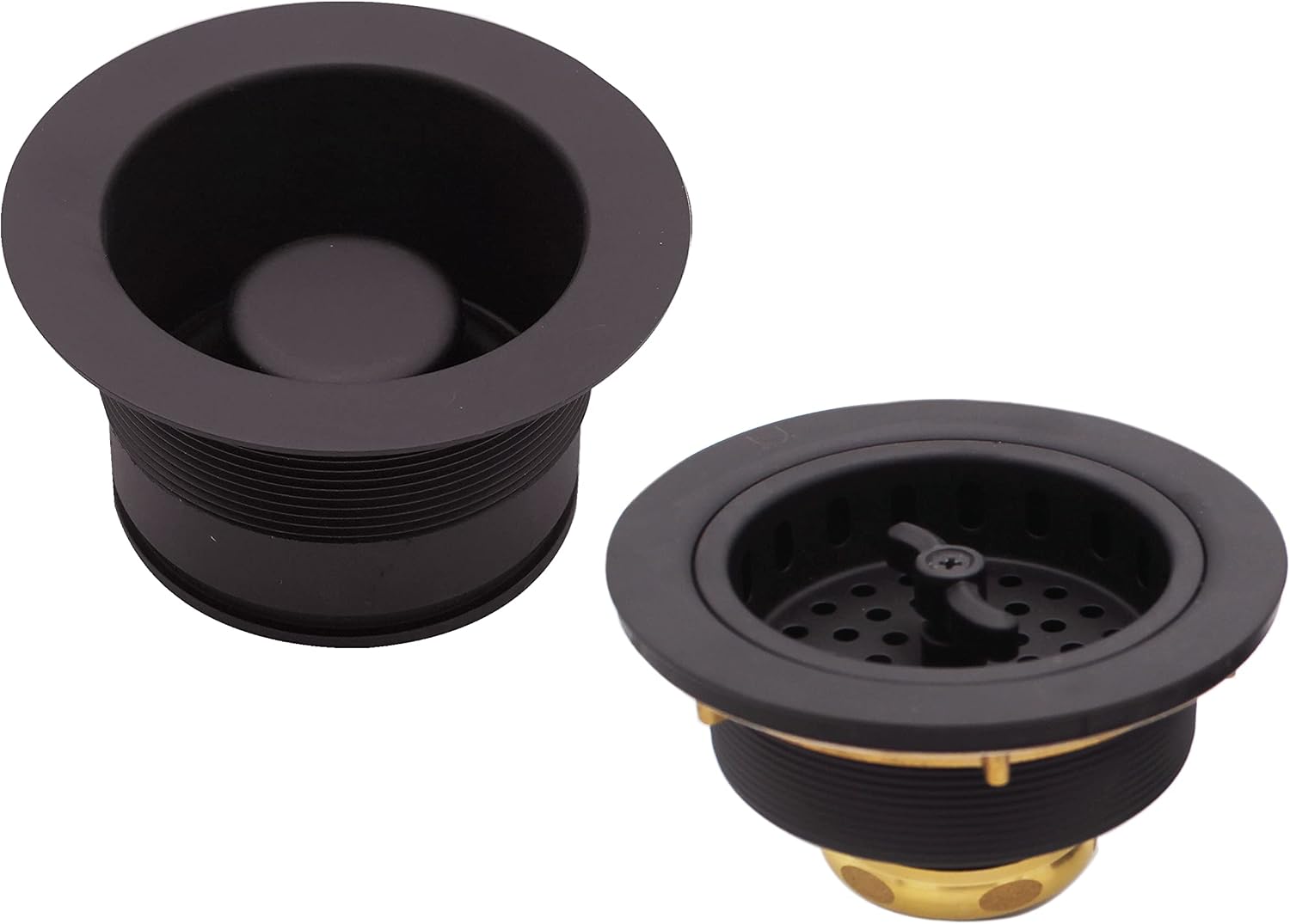 Westbrass CO2175-12 Combo Pack 3-1/2' Wing Nut Twist Style Large Kitchen Sink Basket Strainer and Waste Disposal Drain Flange with Stopper, Oil Rubbed Bronze
