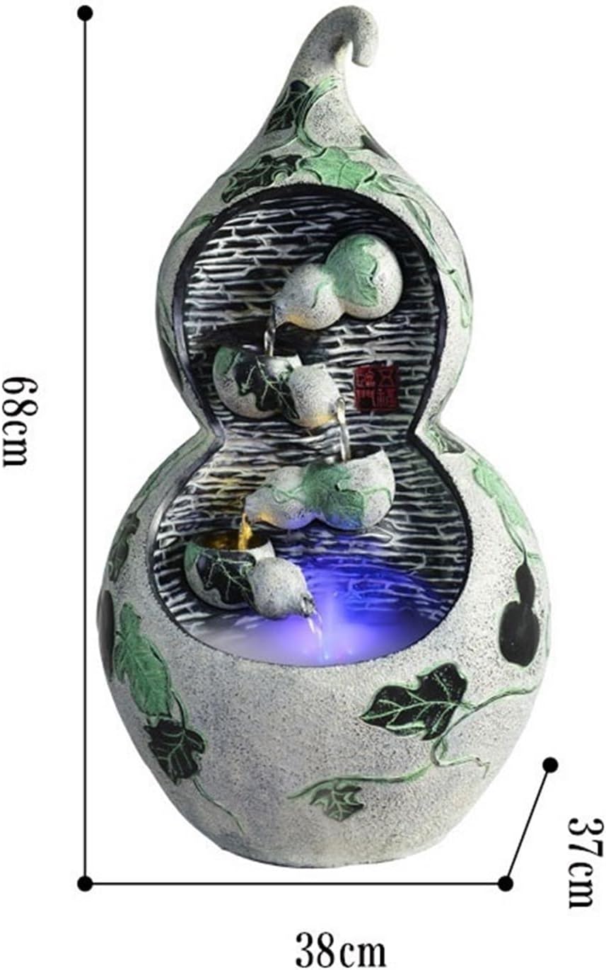GLigeT Tabletop Fountain Creative Gourd Running Water Ornaments Housewarming Water Fountain Feng Shui Wheel Living Room Entrance Desktop Jewelry Water Fountain Decor(Large)