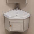 Wall-Mounted Beige Ceramic Sink with Vanity Set Complete Bathroom Fur Including Faucet 38Cm Space-Saving Washbasin & Under-Sink Cabinet for Modern Bathrooms.,