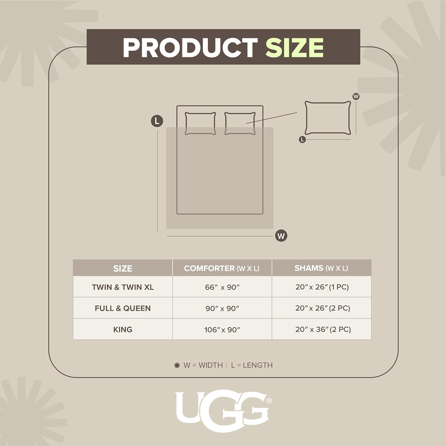 UGG Leonora Comforter Set with 2 Pillow Shams Lightweight Down Alternative Blanket Reversible Cozy Warm All Season Washable and Hypoallergenic Bedding Set, Full/Queen, Light Grey