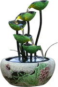HIHELO Desktop Fountain 5 Tier Tabletop Fountain Indoor Lotus Leaf Relaxation Fountain Tabletop Waterfall Decoration Fountain Zen Meditation Waterfall Decoration Water Fountain Outdoor
