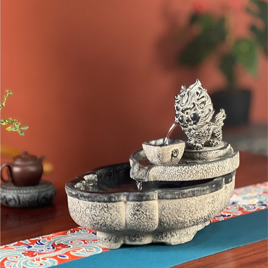 GUERNSEY Tabletop Fountain Desktop Fortune-attracting Flowing Water Ornaments Indoor Desktop Fountain Suitable for Home and Office Decoration Indoor Fountain