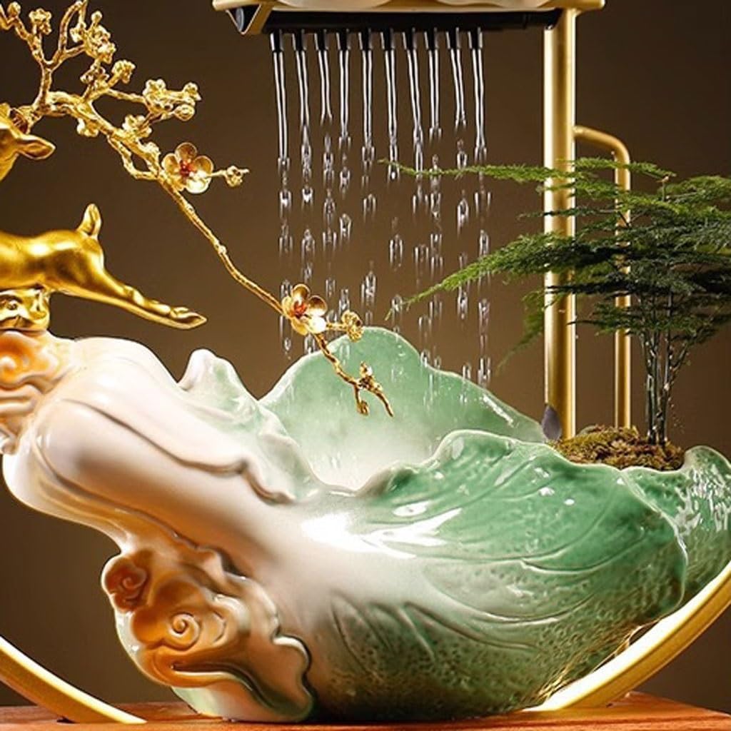 GUERNSEY Tabletop Fountain Chinese Water Ornaments Creative Living Room Circulating Water Desktop Fountain Ornaments Indoor Waterfall Feature Indoor Fountain