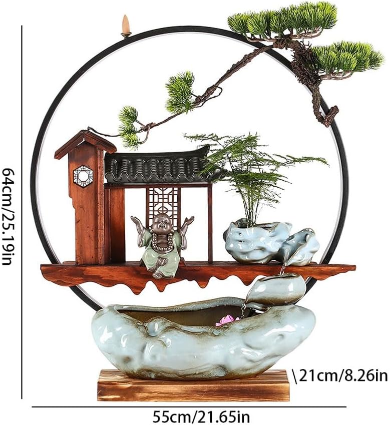 GUERNSEY Tabletop Fountain Flowing Water Ornaments Atomizing Humidification Fountain Office Desktop Home Living Room Study Desktop Fountain Indoor Fountain