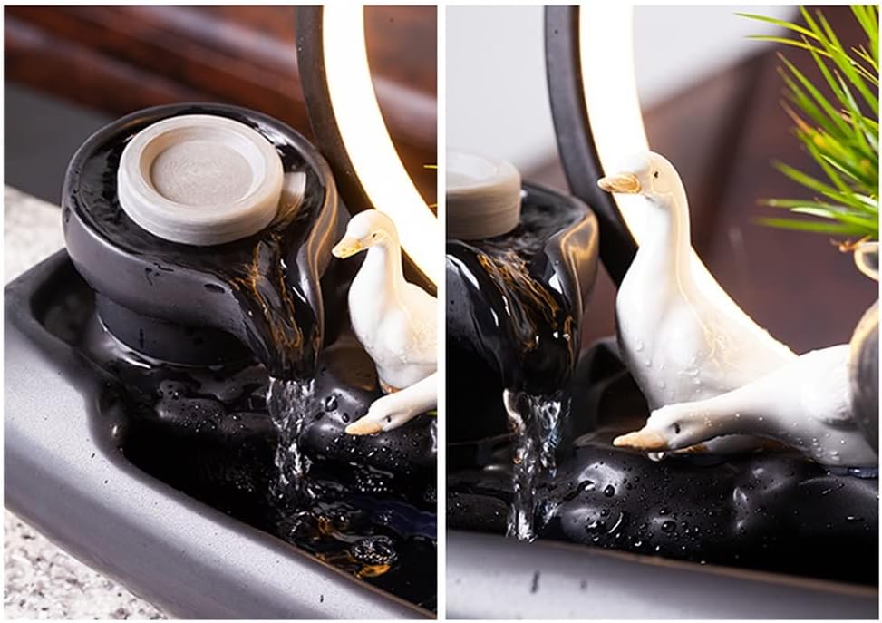 HIHELO Tabletop Fountain Tabletop Fountain Creative Living Room Ceramic Flowing Water Ornament Office Desktop Circulating Water Fountain Waterscape Indoor Fountain (Color : D)
