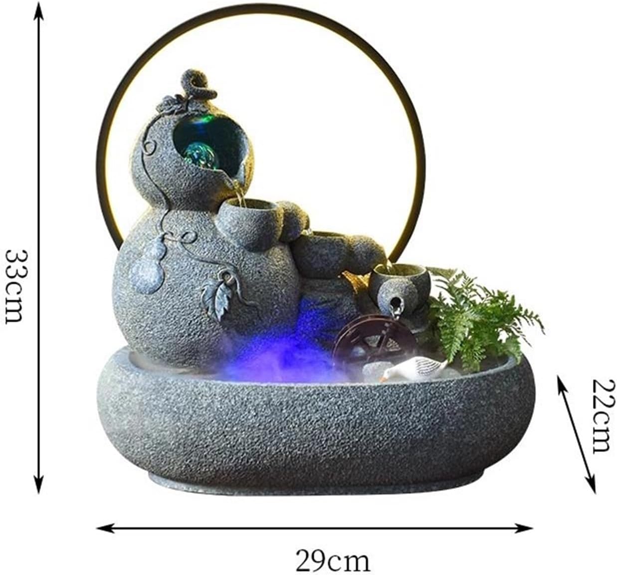 Tabletop Fountain Water Feature Small Waterfall Fountains, Desktop for Meditation Relaxation Decor(Blue)