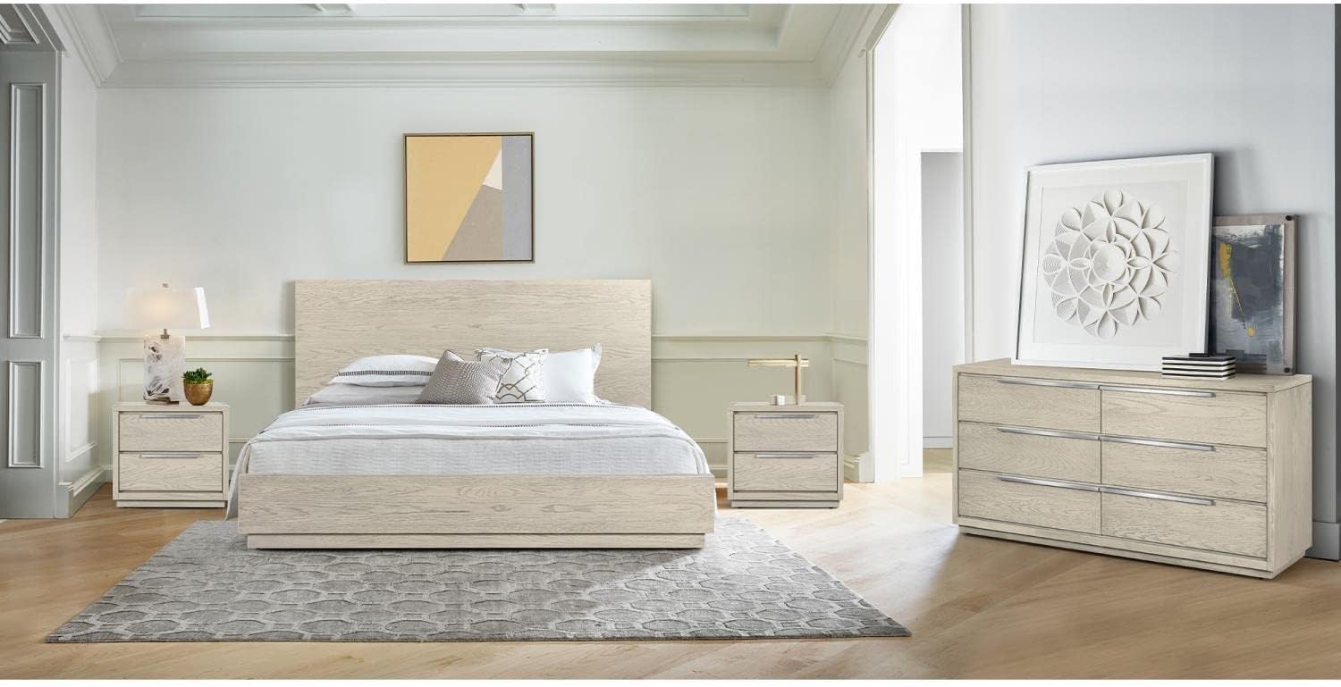 Armen Living Makena 4 Piece Queen Bedroom Set in Grey Acacia Wood, Natural