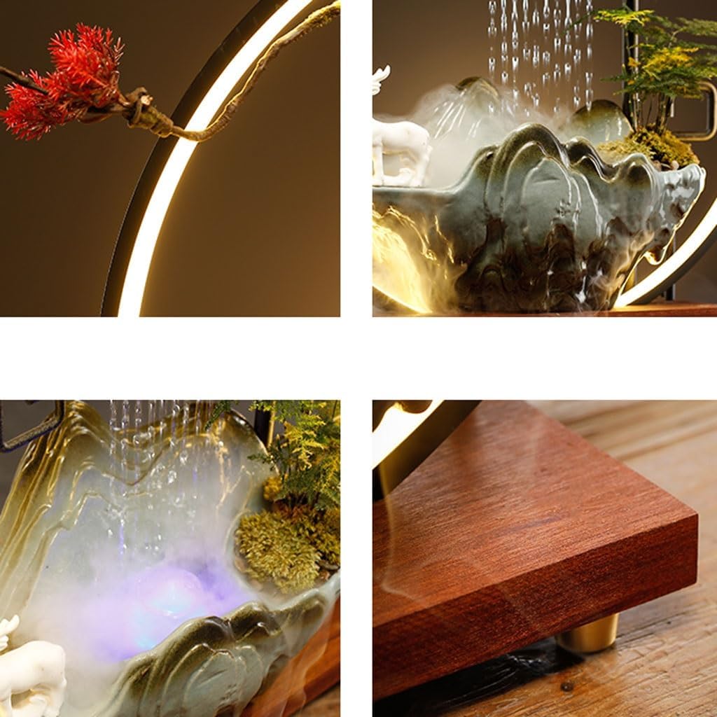 GUERNSEY Tabletop Fountain Creative Ceramic Water Ornaments Office Desktop Rockery Fountain Ornaments Indoor Desktop Decorations Indoor Waterfall Feature Indoor Fountain
