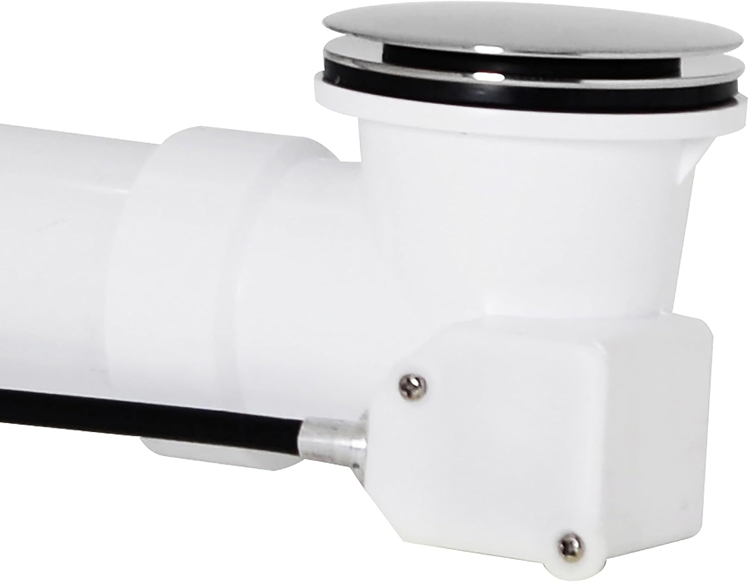 Westbrass D50P35SRE-26 35' Cable Drive Bathtub Drain Trim with Rotary Overflow Cover Knob, Pop-Up Stopper Sch. 40 PVC Fittings, Polished Chrome