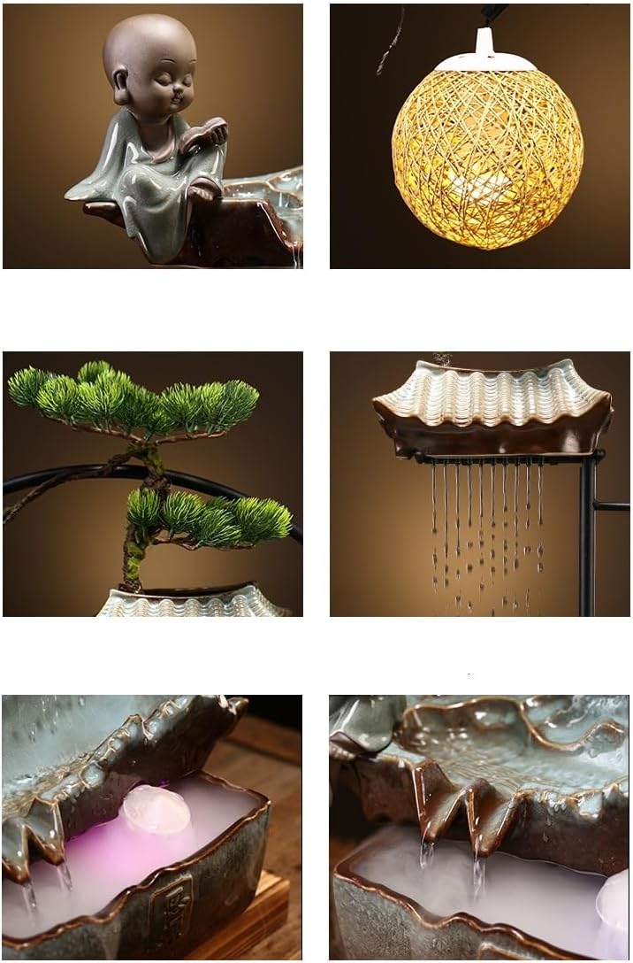 GUERNSEY Tabletop Fountain Tabletop Fountain Chinese Creative Ceramic Water Flow Feng Shui Ornaments Living Room Office Fish Tank Decoration Indoor Fountain