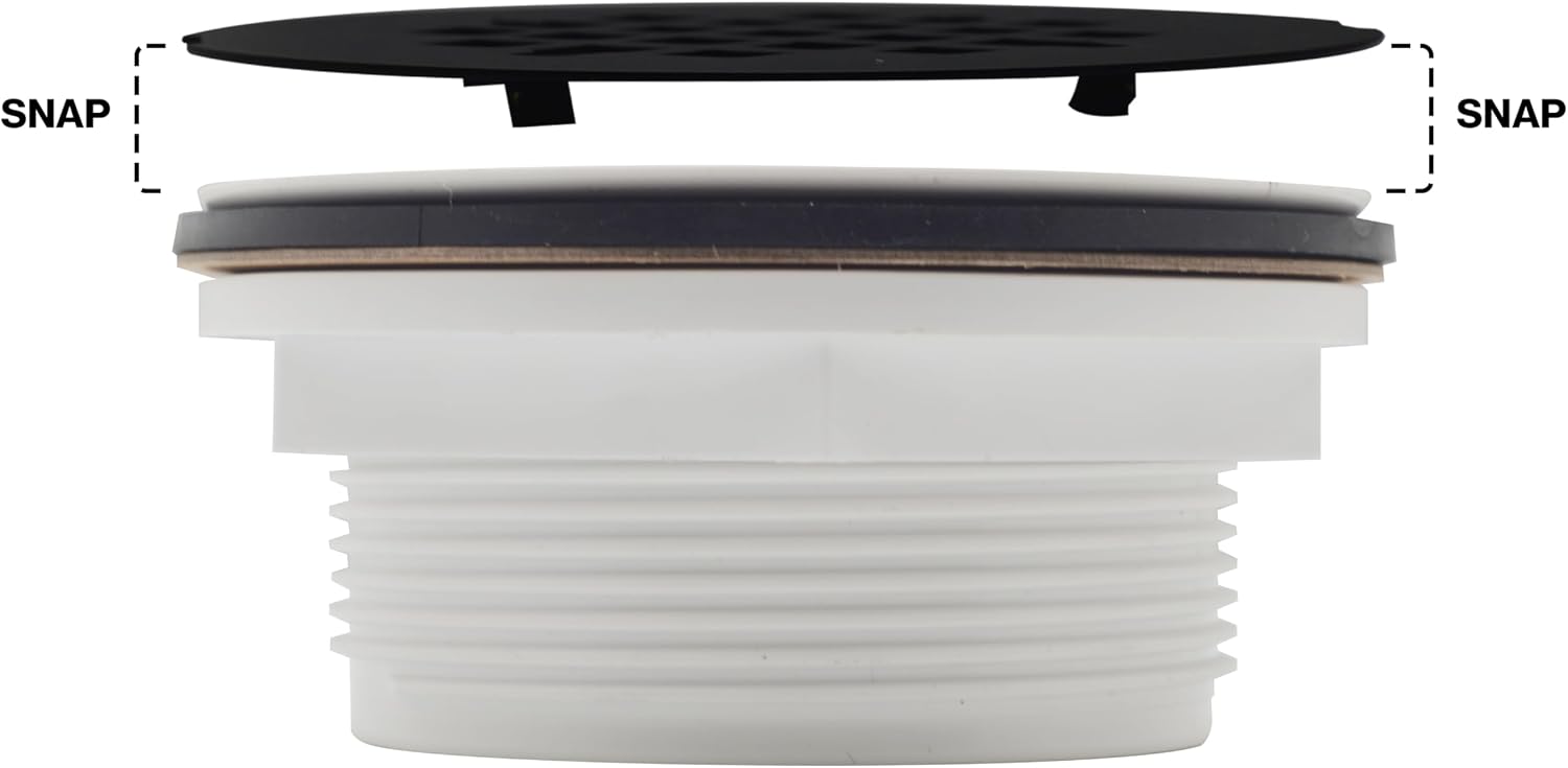 Westbrass D206P-5-01 2' No-Caulk PVC Compression Shower Drain with 4-1/4' Round Grid Cover, Polished Brass (5-Pack)