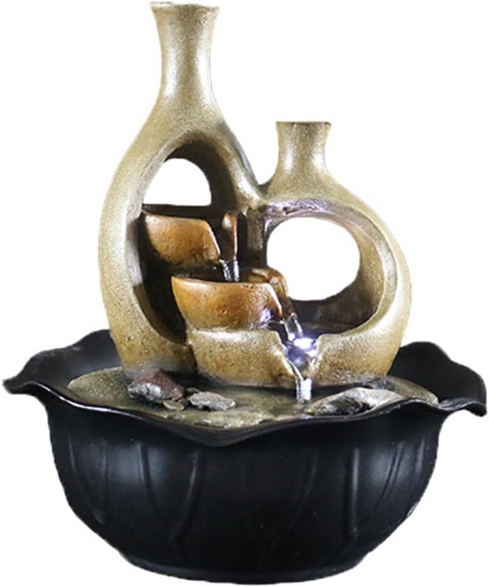 GLigeT Tabletop Fountain Simple Retro Desktop Fountain Feng Shui Ball Ornaments Home Living Room Decorations Gift Furnishings Water Fountain Decor