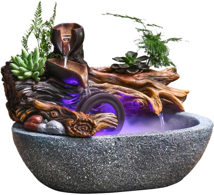 GUERNSEY Tabletop Fountain Tabletop Fountain Simple Creative Office Ceramic Decoration Desktop Circulating Water Fountain Living Room Home Landscape Decoration Indoor Fountain