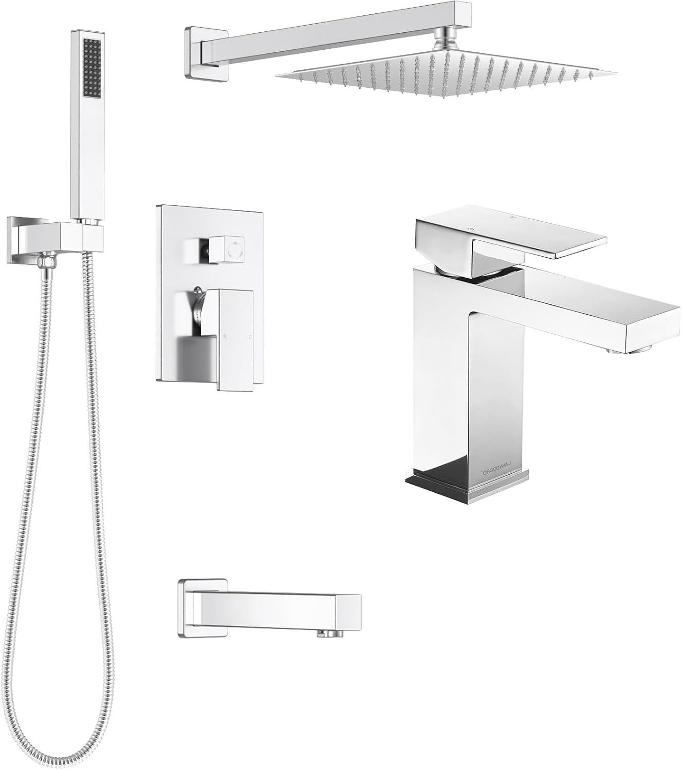 Lava Odoro 3-Setting Shower and Tub Faucet Set and Bathroom Faucet, Chrome