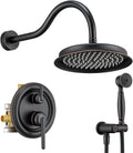 Rainfall Shower System 9 inch Antique Bathroom Luxury Rain Mixer Shower Combo Set with Vintage Handheld Shower Wall Mounted Shower Faucet Set Rough-in Valve and Trim Included Oil Rubbed Bronze