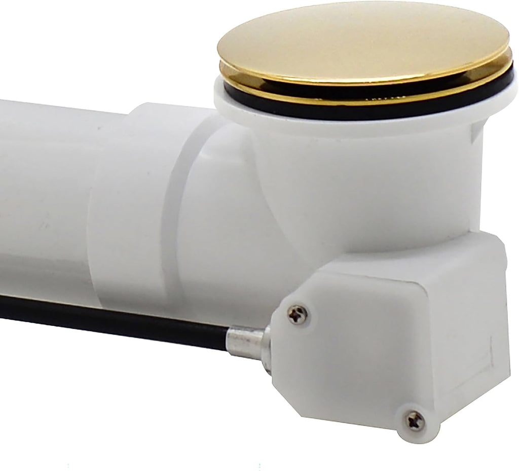 Westbrass D50P35SRE-01 35' Cable Drive Bathtub Drain Trim with Rotary Overflow Cover Knob, Pop-Up Stopper Sch. 40 PVC Fittings, Polished Brass