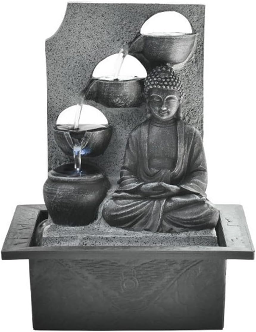 GLigeT Tabletop Fountain Zen Buddha Fountain Ornament Desktop Decoration Circular Water Fountain Office Desktop Water Landscape Decoration Water Fountain Decor