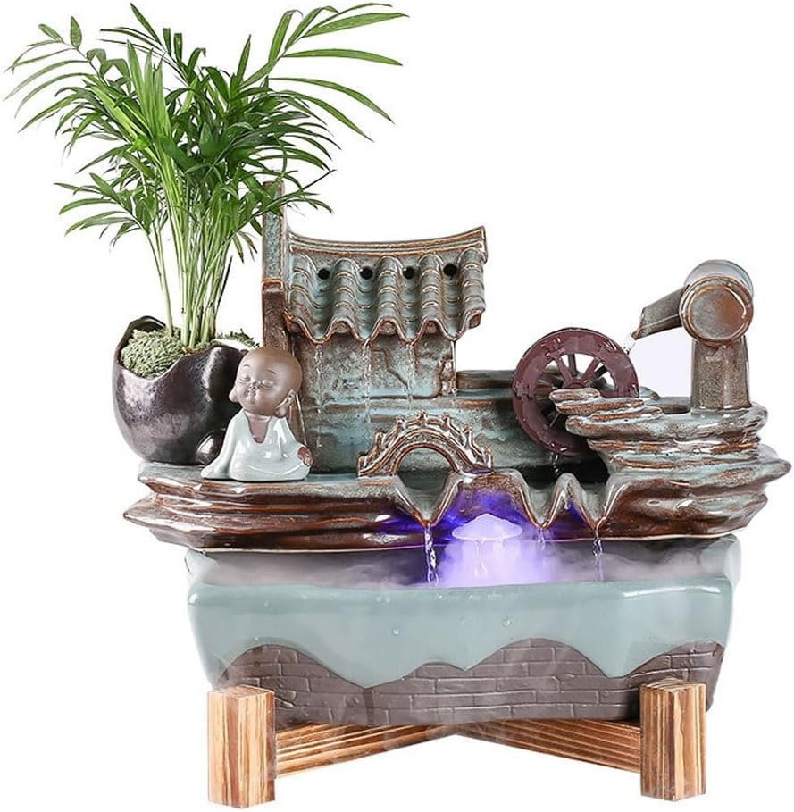 GUERNSEY Tabletop Fountain Tabletop Fountains Chinese Style Ceramic Water Ornaments Home Living Room Desktop Fountain Study Desktop Xunhua Water Fountain Indoor Fountain